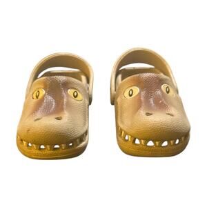 Boys Size 8 Polliwalks Tan Dinosaur Clogs
